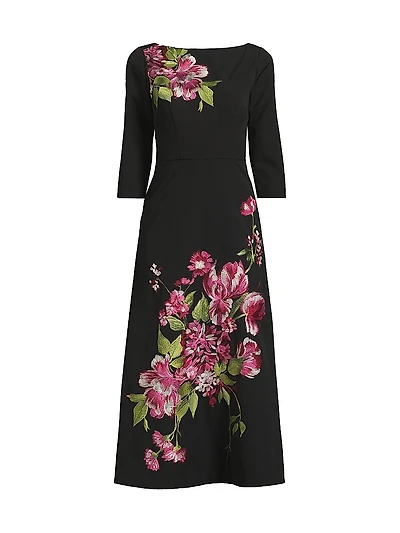Greta Floral Bouquet Midi-Dress