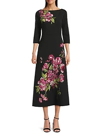 Greta Floral Bouquet Midi-Dress