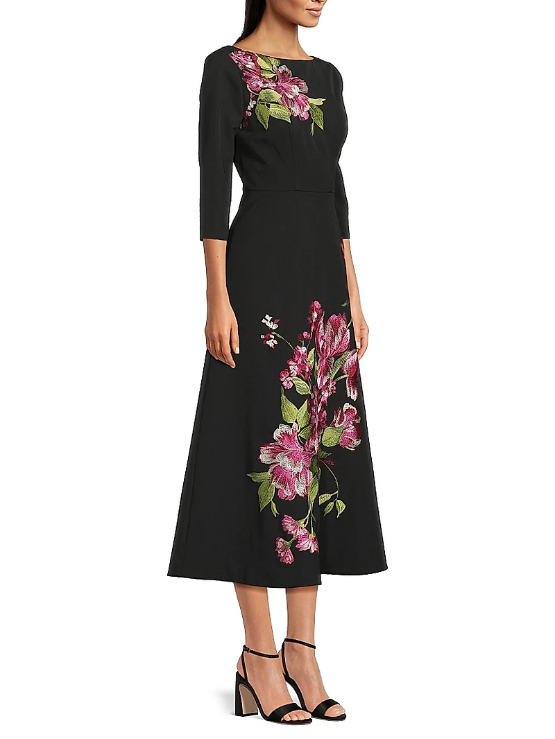 Greta Floral Bouquet Midi-Dress