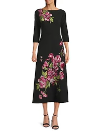 Greta Floral Bouquet Midi-Dress