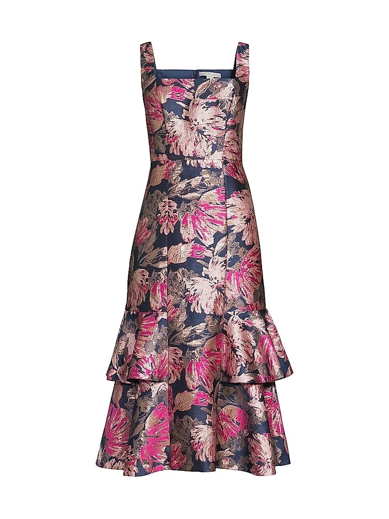 Paige Floral Jacquard A-Line Midi-Dress