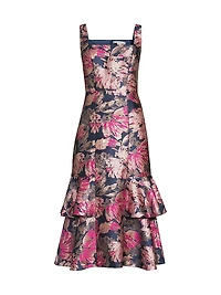 Paige Floral Jacquard A-Line Midi-Dress