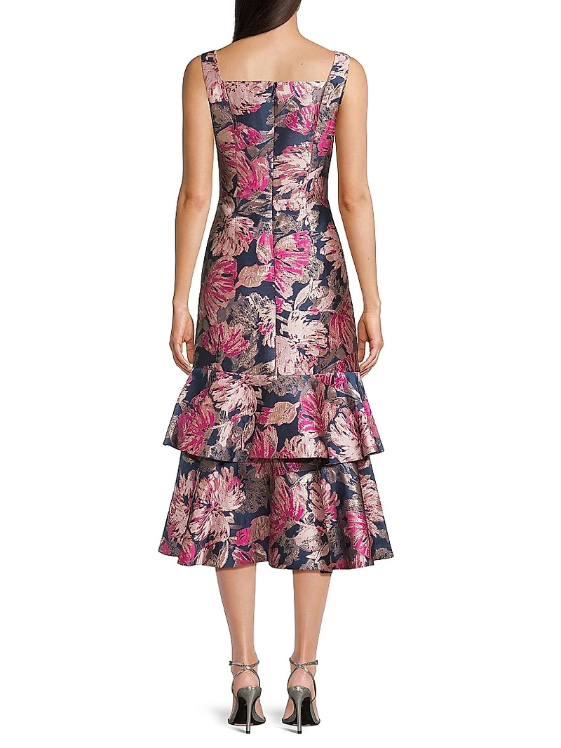 Paige Floral Jacquard A-Line Midi-Dress