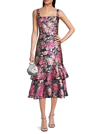 Paige Floral Jacquard A-Line Midi-Dress