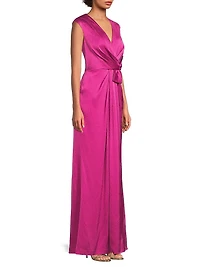 Madison Pleated V-Neck Gown