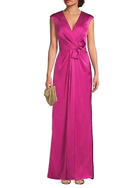 Madison Pleated V-Neck Gown