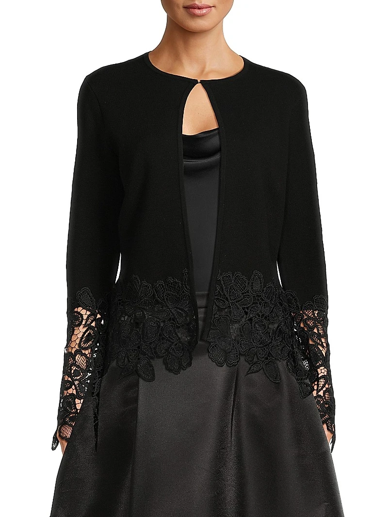 Noelle Lace-Trimmed Cardigan