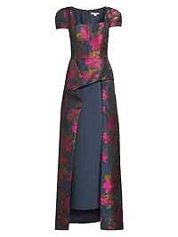 Gene Floral Asymmetric Walk-Thru Gown