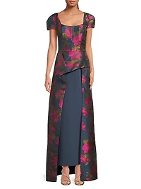 Gene Floral Asymmetric Walk-Thru Gown