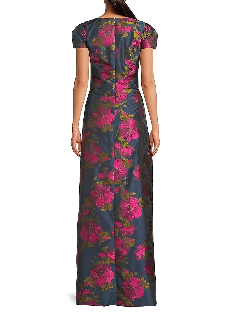 Gene Floral Asymmetric Walk-Thru Gown