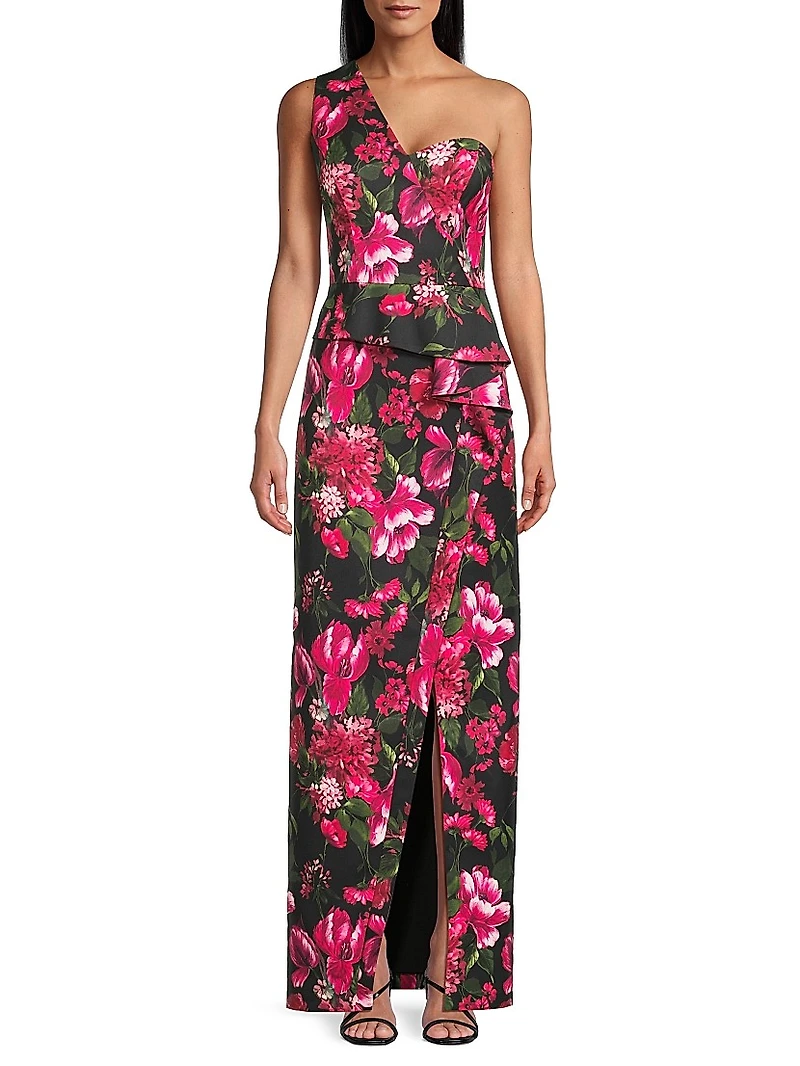 Josephine One-Shoulder Ruffled Column Gown