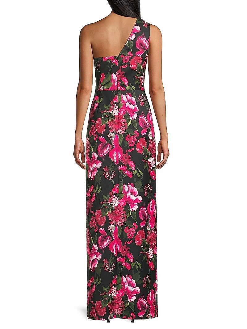 Josephine One-Shoulder Ruffled Column Gown