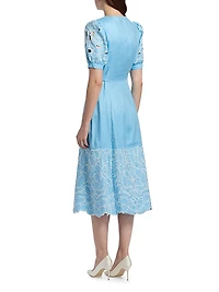 The Jade Linen Embroidered Midi-Dress