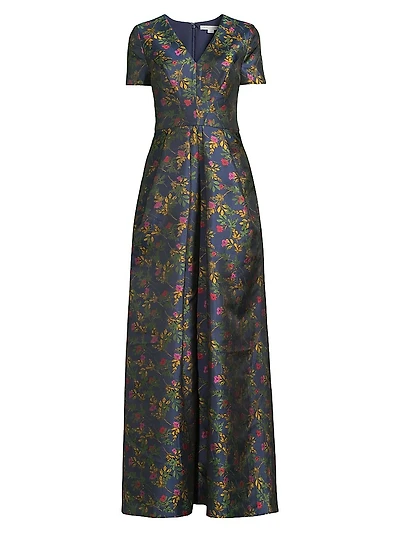 Rochelle Floral V-Neck Gown