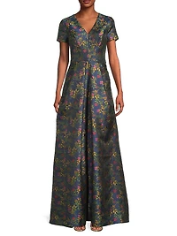 Rochelle Floral V-Neck Gown