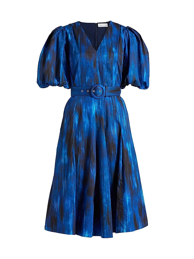 Miriam Printed Cotton Belted Knee-Length Dress