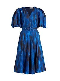 Miriam Printed Cotton Belted Knee-Length Dress