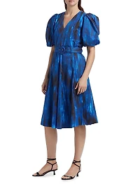 Miriam Printed Cotton Belted Knee-Length Dress