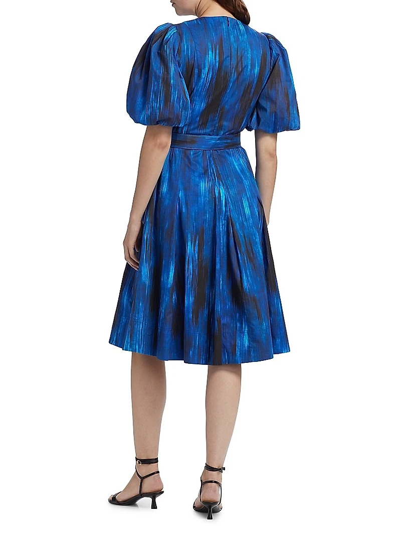 Miriam Printed Cotton Belted Knee-Length Dress