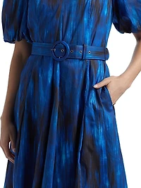 Miriam Printed Cotton Belted Knee-Length Dress