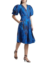Miriam Printed Cotton Belted Knee-Length Dress