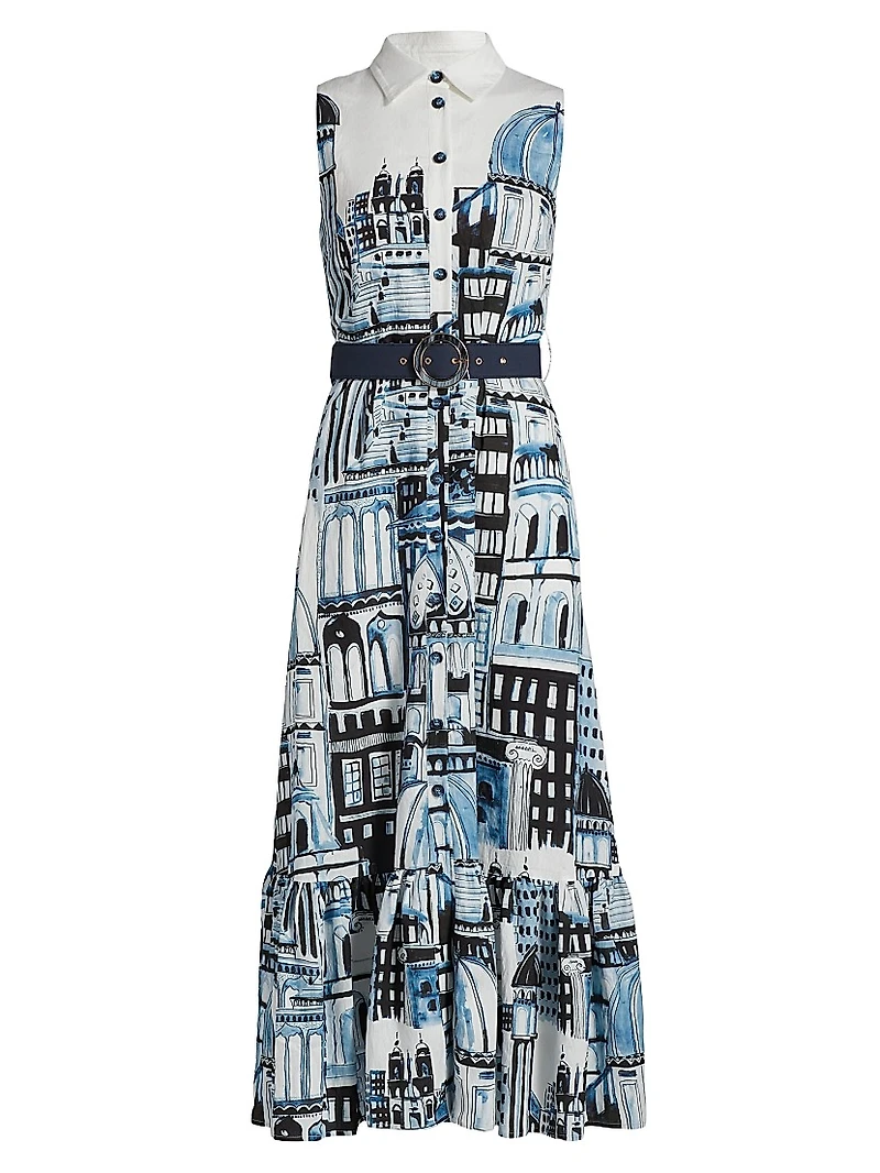 Francia City Of Dreams-Print Maxi Shirtdress
