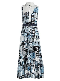 Francia City Of Dreams-Print Maxi Shirtdress
