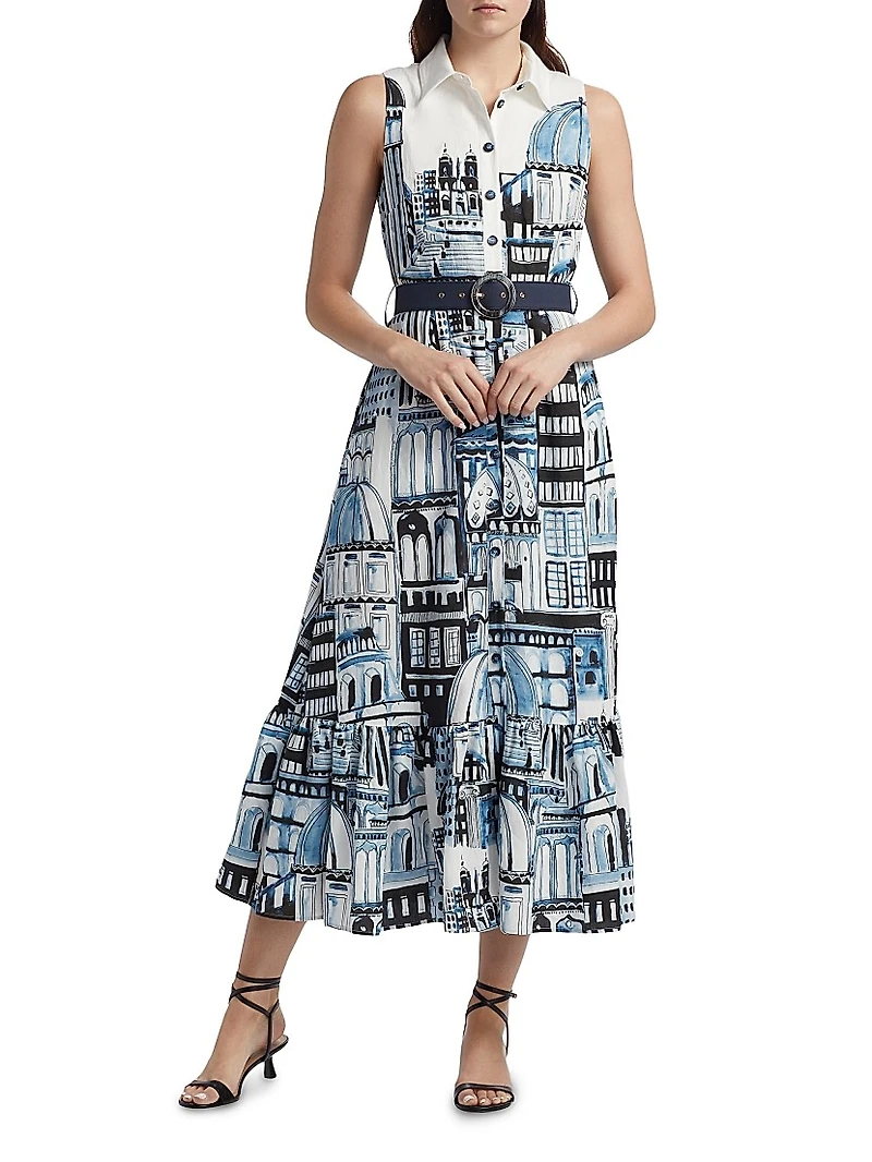 Francia City Of Dreams-Print Maxi Shirtdress
