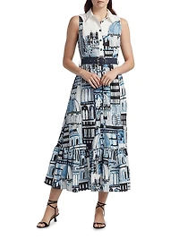 Francia City Of Dreams-Print Maxi Shirtdress