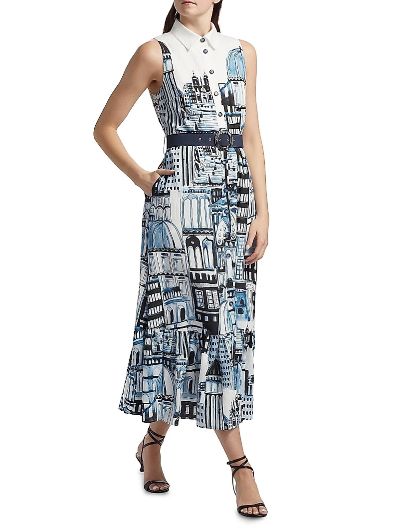 Francia City Of Dreams-Print Maxi Shirtdress