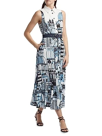 Francia City Of Dreams-Print Maxi Shirtdress
