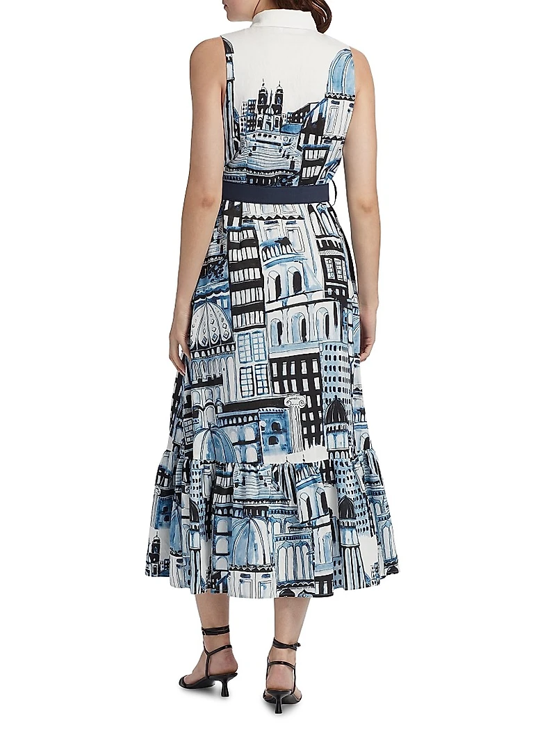 Francia City Of Dreams-Print Maxi Shirtdress