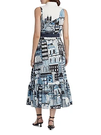 Francia City Of Dreams-Print Maxi Shirtdress