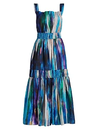 Adela Ikat-Print Cotton Maxi Dress