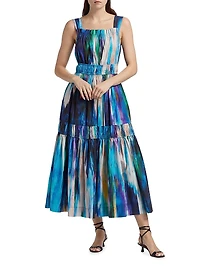 Adela Ikat-Print Cotton Maxi Dress