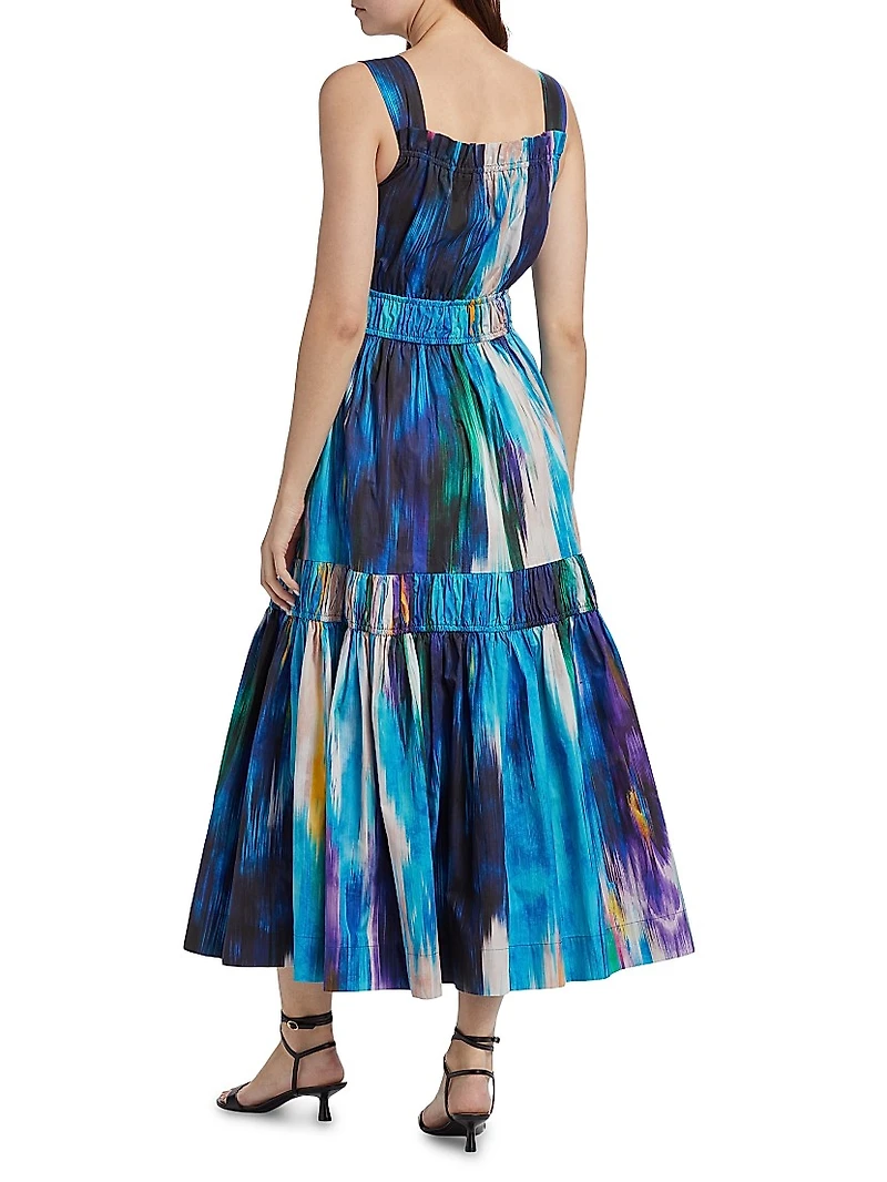 Adela Ikat-Print Cotton Maxi Dress