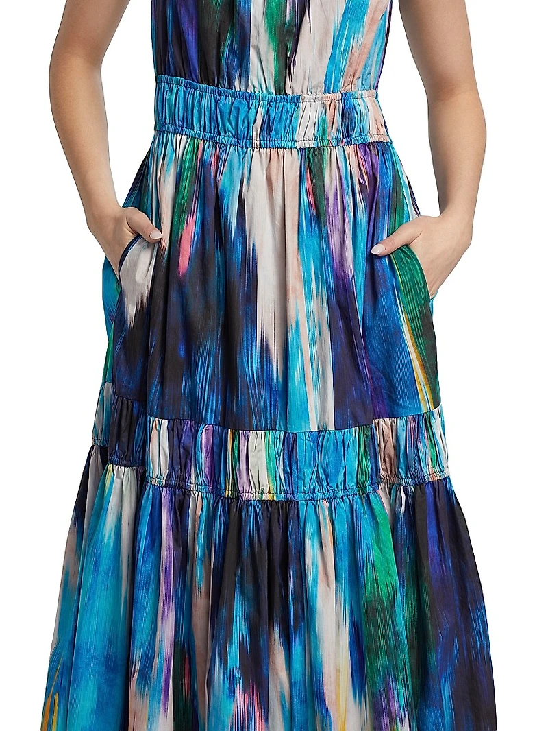 Adela Ikat-Print Cotton Maxi Dress