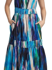 Adela Ikat-Print Cotton Maxi Dress