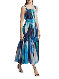 Adela Ikat-Print Cotton Maxi Dress
