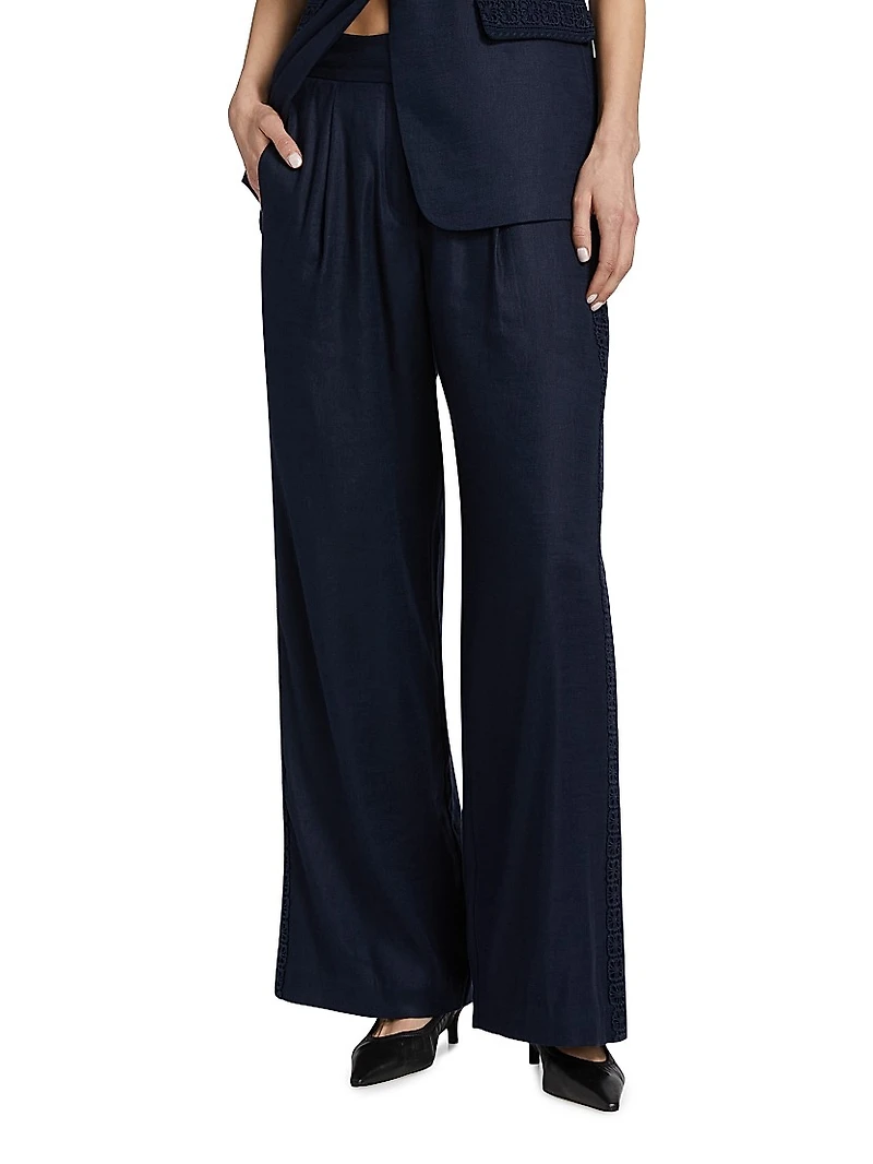 The Aster Crochet Inset Linen Pants