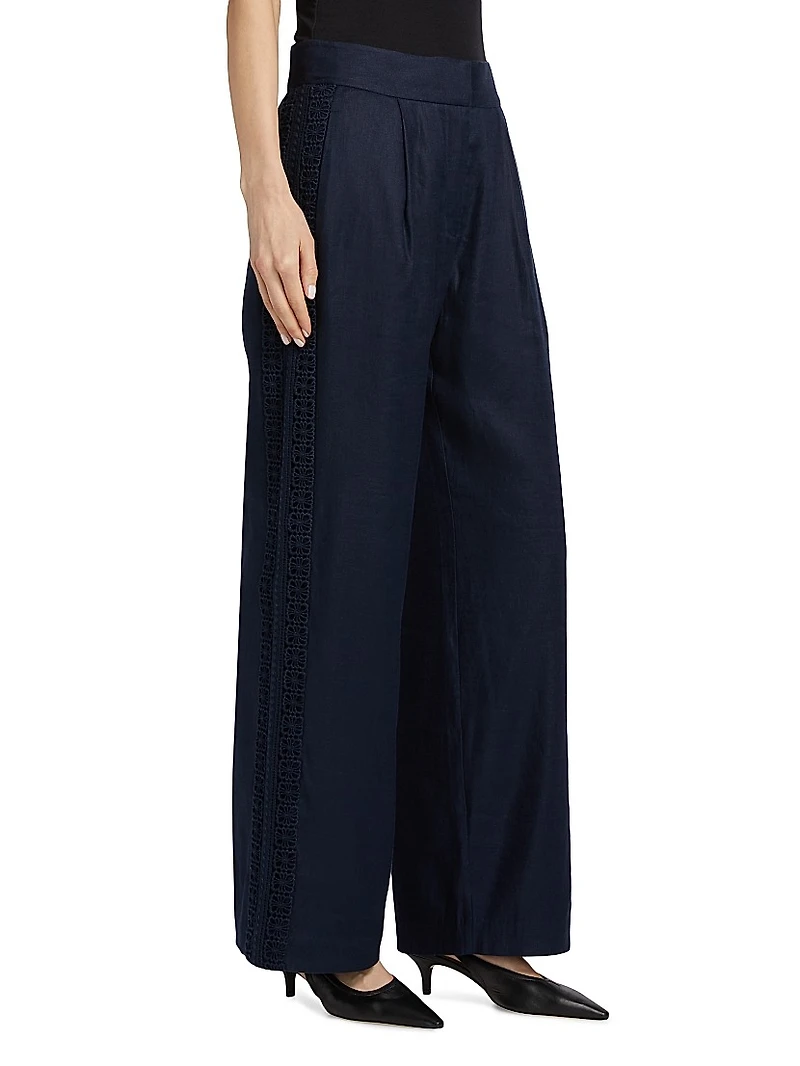 The Aster Crochet Inset Linen Pants