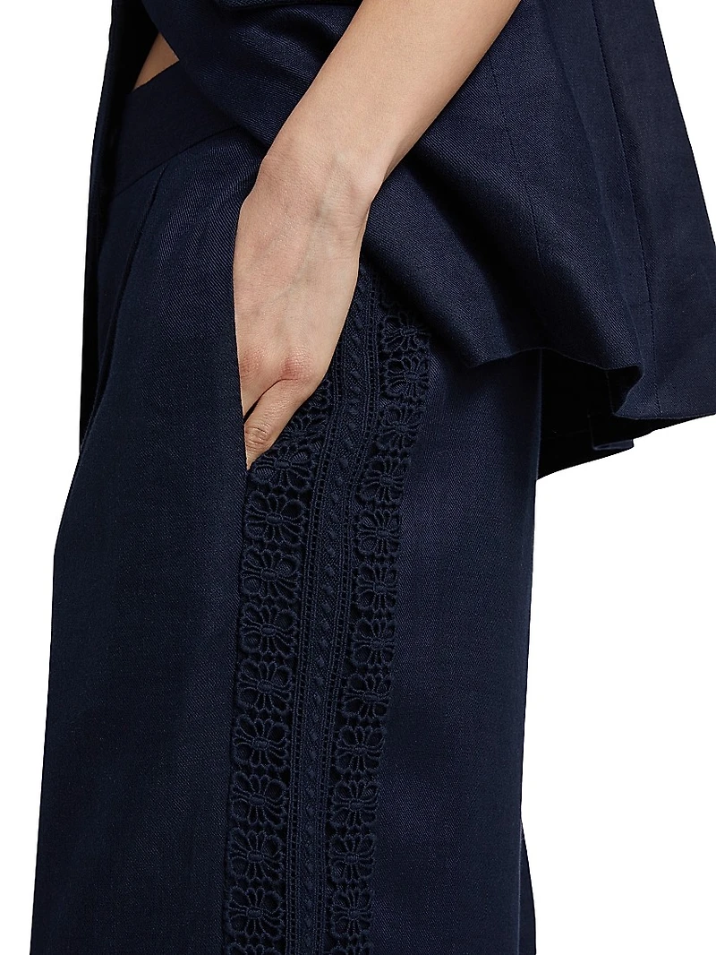 The Aster Crochet Inset Linen Pants