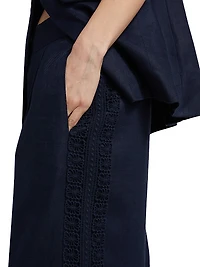 The Aster Crochet Inset Linen Pants