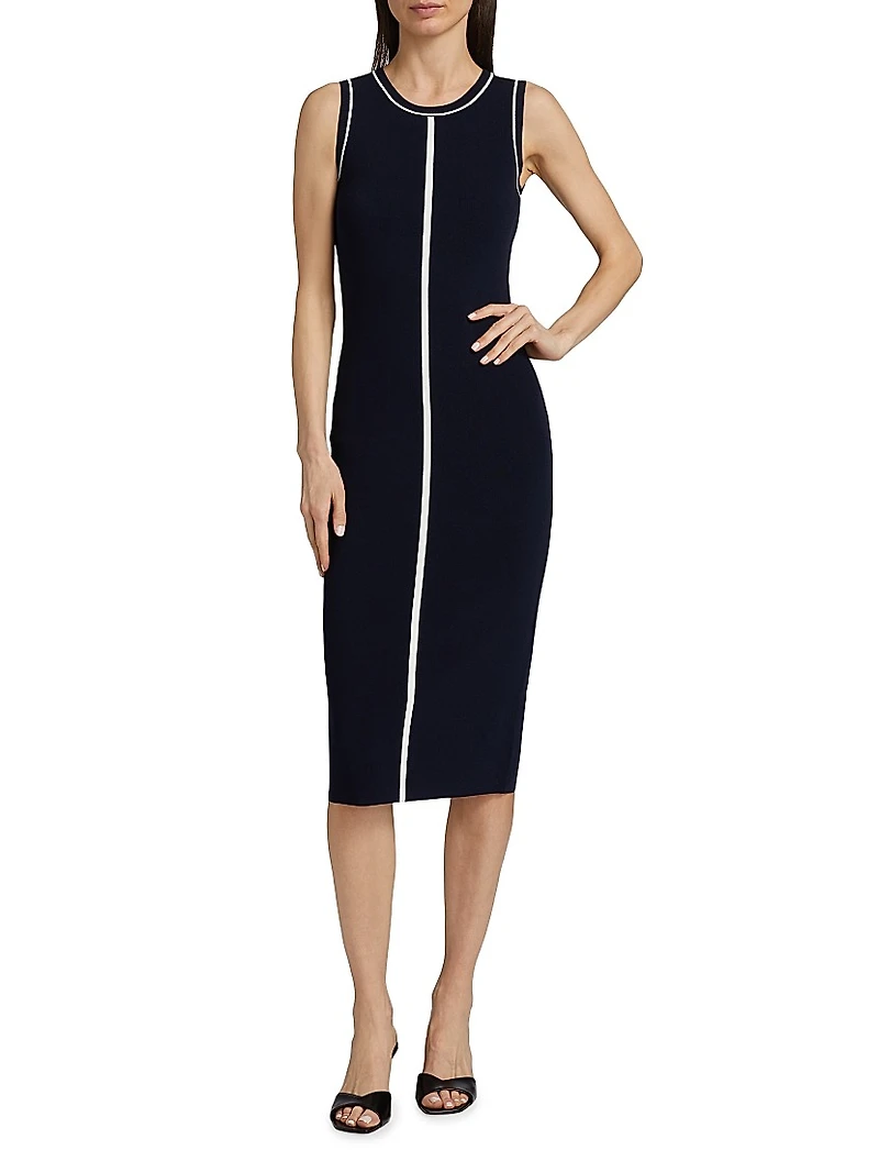 The Adrianna Piped Sweater Midi-Dress