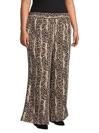 Riley Python-Print Wide-Leg Pants