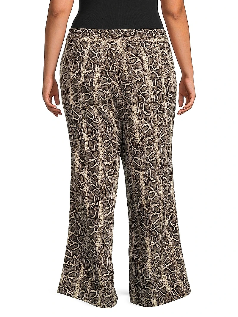 Riley Python-Print Wide-Leg Pants