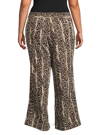 Riley Python-Print Wide-Leg Pants