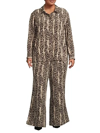 Riley Python-Print Wide-Leg Pants