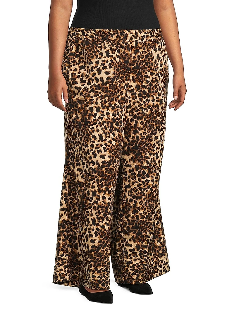 Riley Leopard Wide-Leg Pants
