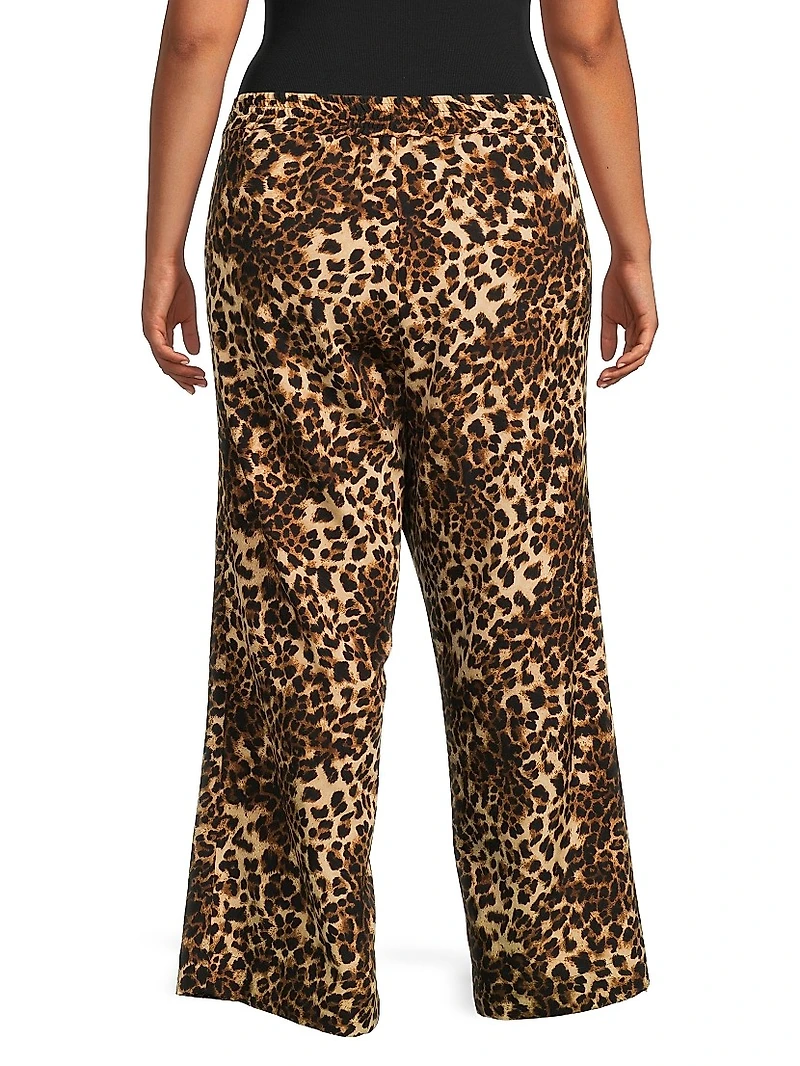 Riley Leopard Wide-Leg Pants